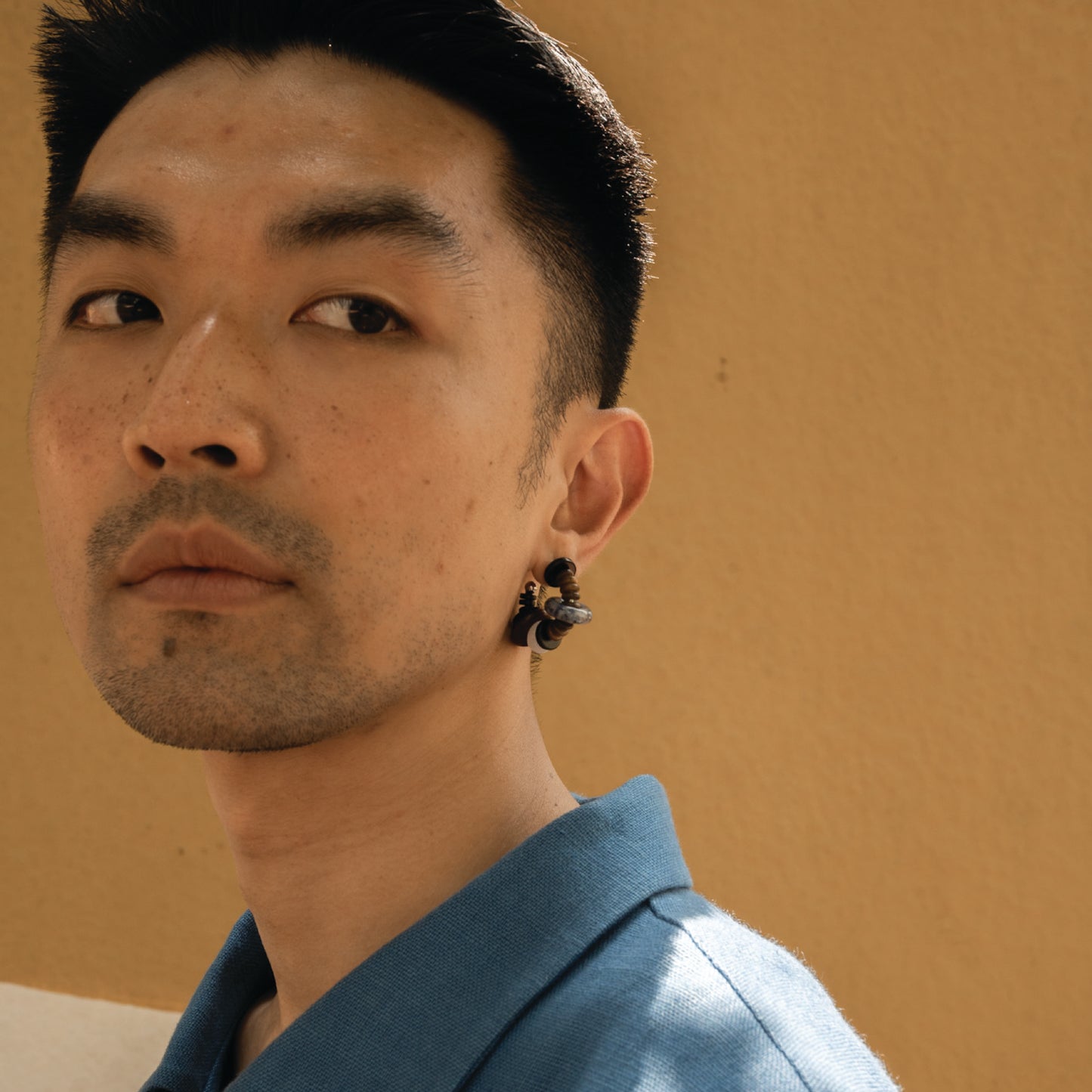 Mud Natural Stone Hoop Earring (Single)