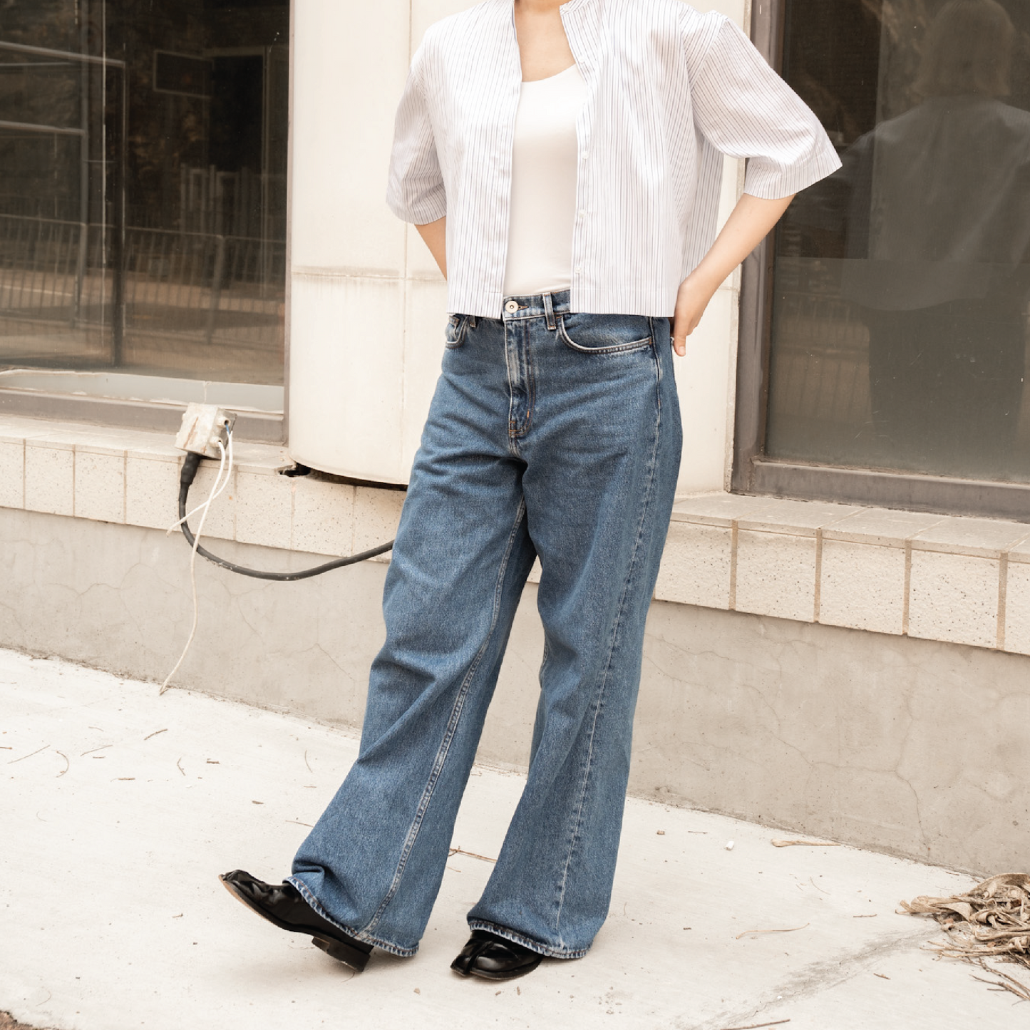 Medi Stripe Cropped Shirt