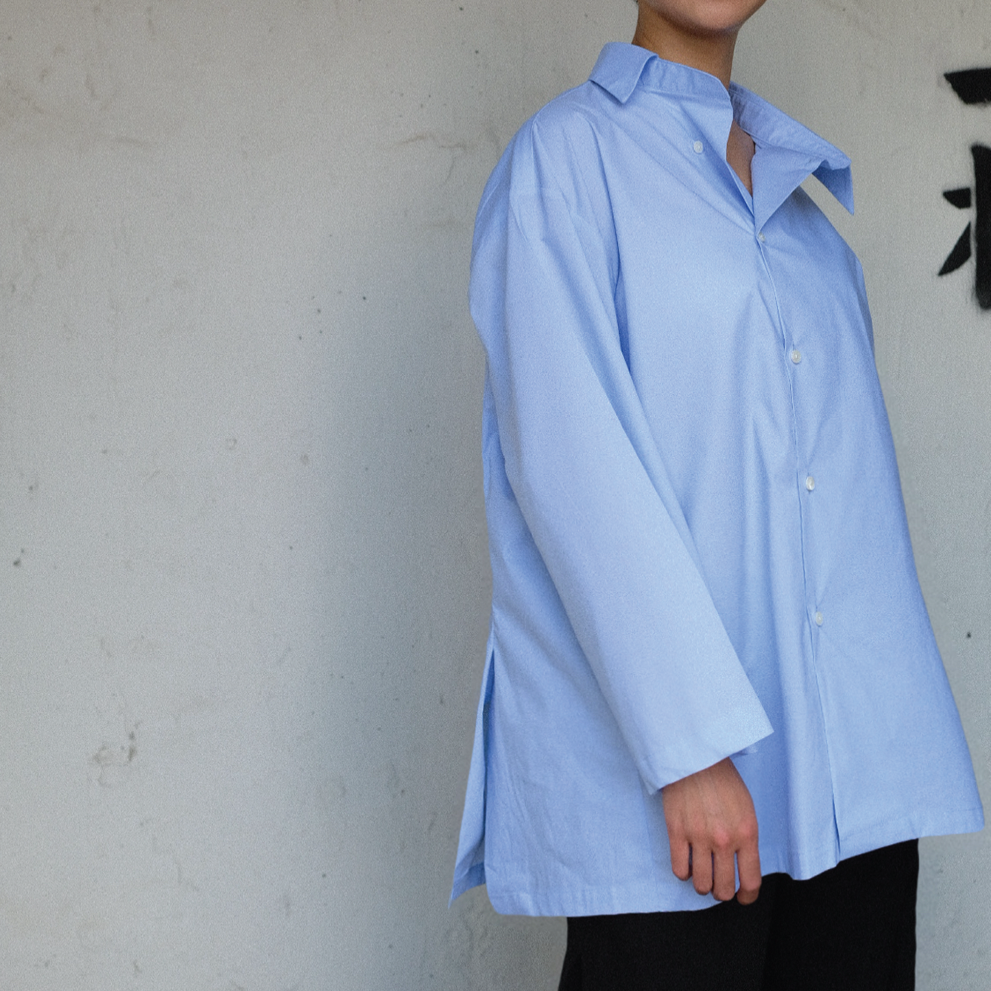 Charlie Asymmetric Collar Shirt | Sky Blue