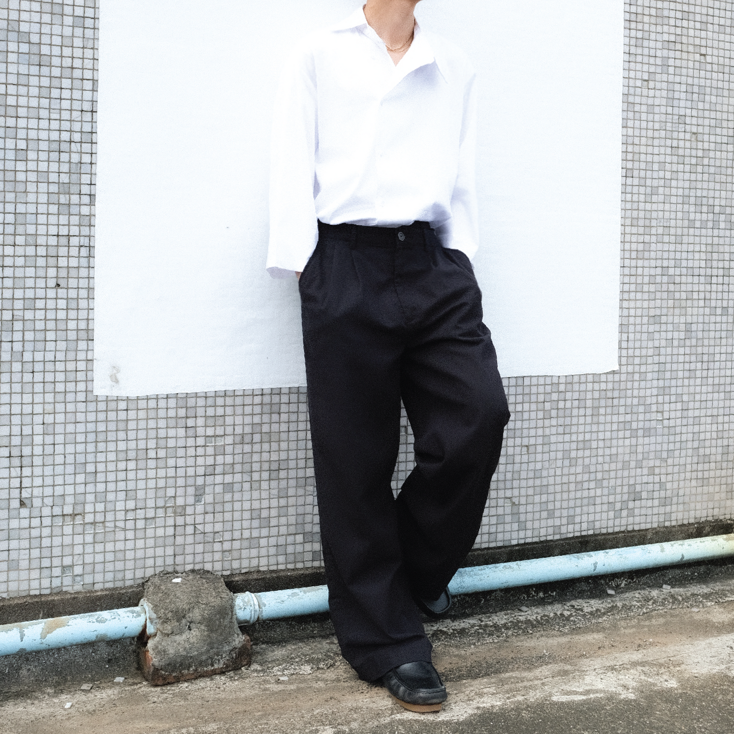 Charlie Asymmetric Collar Shirt | White