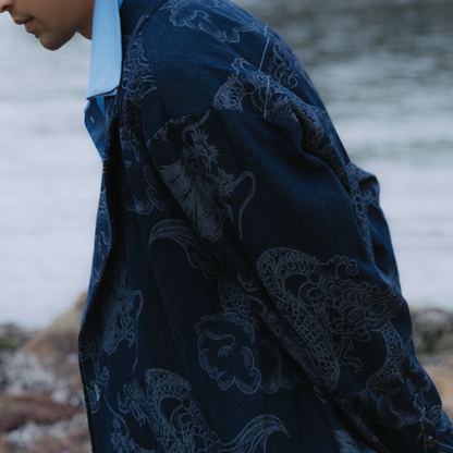 Bergen Dragon Pattern Jacket | Indigo