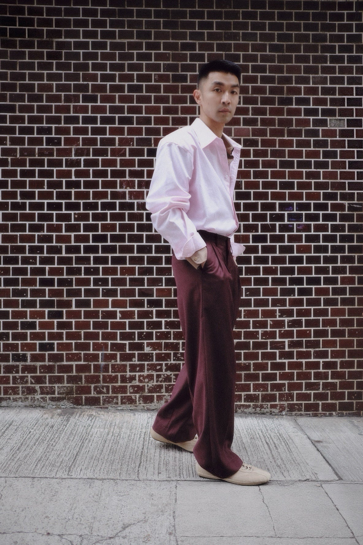 Leah Double Waist Band Trouser | Rum