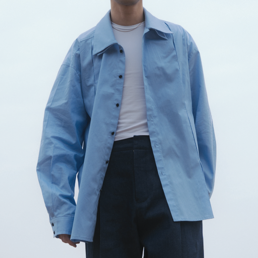 Billie Double Collar Overshirt | Baby Blue