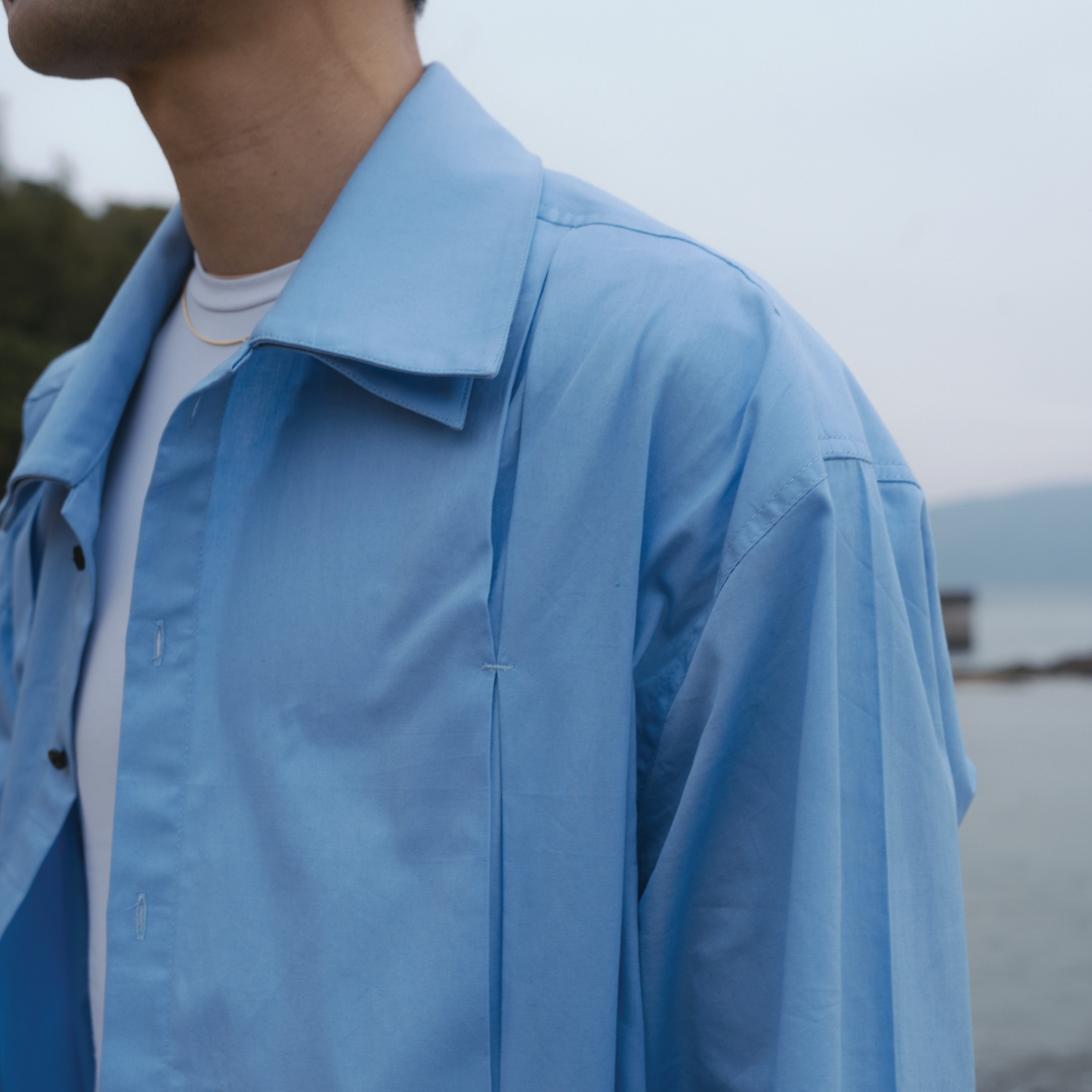 Billie Double Collar Overshirt | Baby Blue