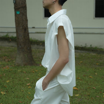 Andi Boxy Sleeves-less Shirt | White