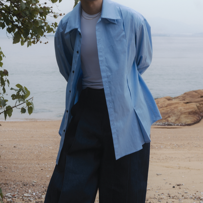 Billie Double Collar Overshirt | Baby Blue